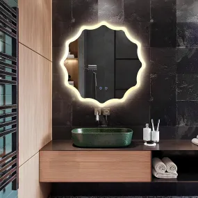 SANIF® Premium Round Glass Wall Mounted Backlit Led Light Mirror (24 x 24 Inch) LED Mirror for Bathroom with 3 Lighting Options, Unframed