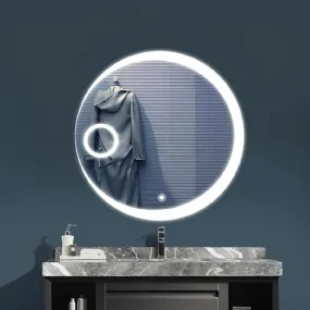 SANIF® Premium Round LED Mirror for Bathroom with 3 Lighting Options(Warm, White, Natural White) - Stylish Illumination for Wall Mounted Mirror, Wash Basin (24 X24 INCH)