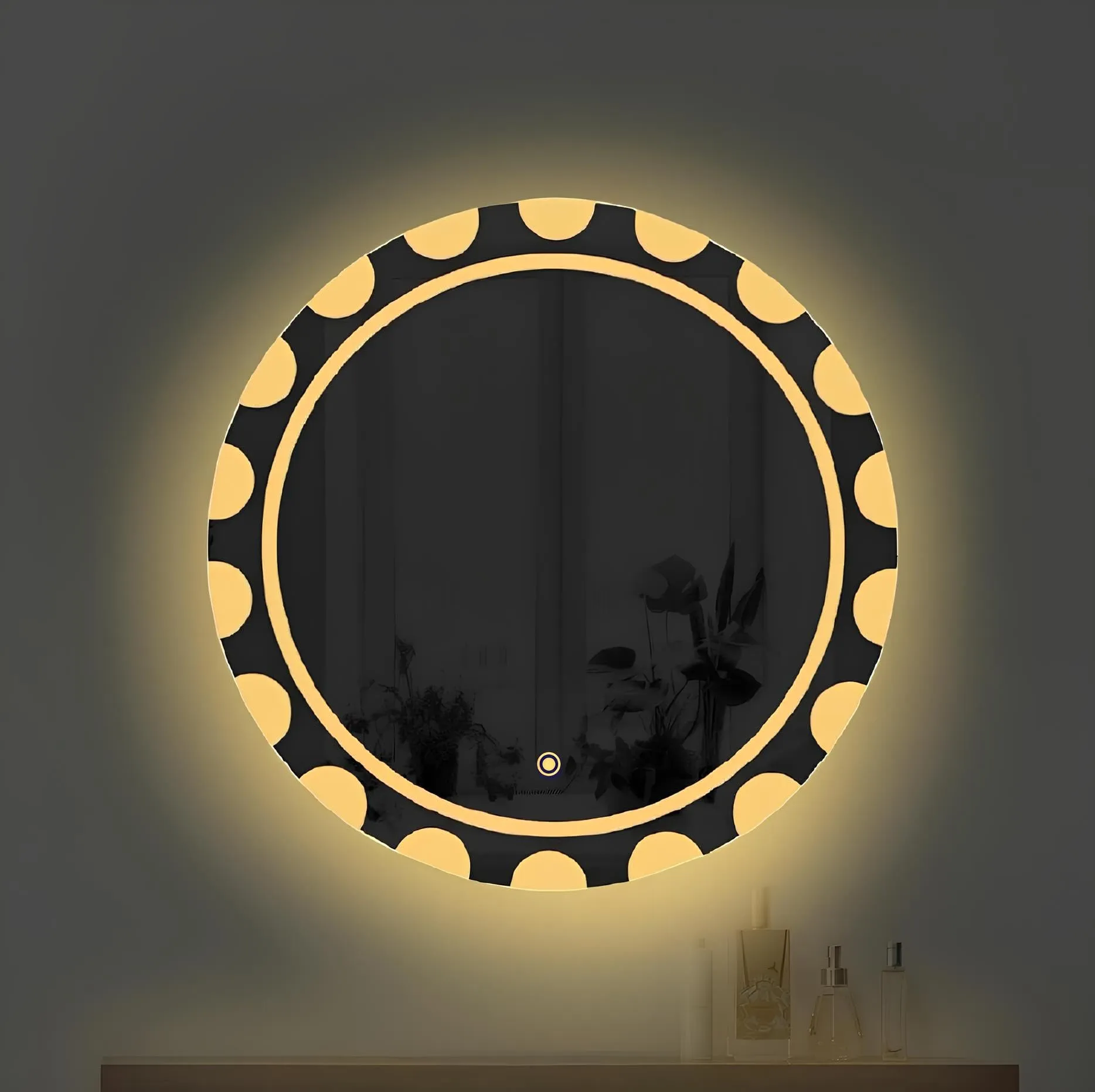 SANIF® Round Led Wall Mounted Mirror with Light, 24x24 Inch Touch Sensor || Led Mirror for Bathroom, Wash Basin, Bedroom with 3 Colour Lights (Warm   White   Natural Lights) Unframed.