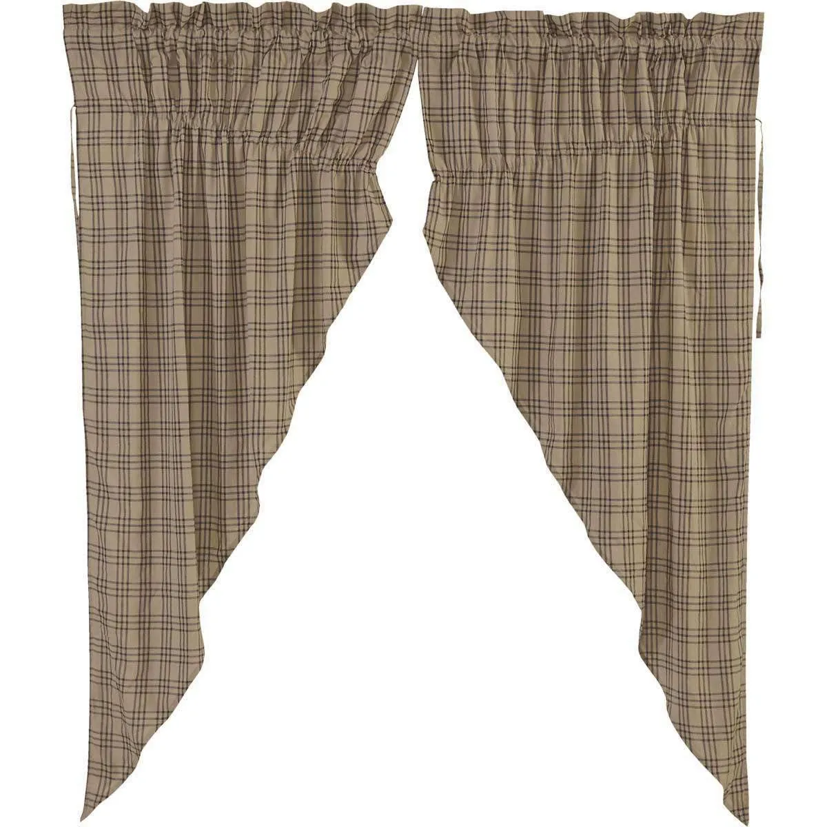 Sawyer Mill Charcoal Plaid Prairie Short Panel Curtain Set of 2 63x36x18
