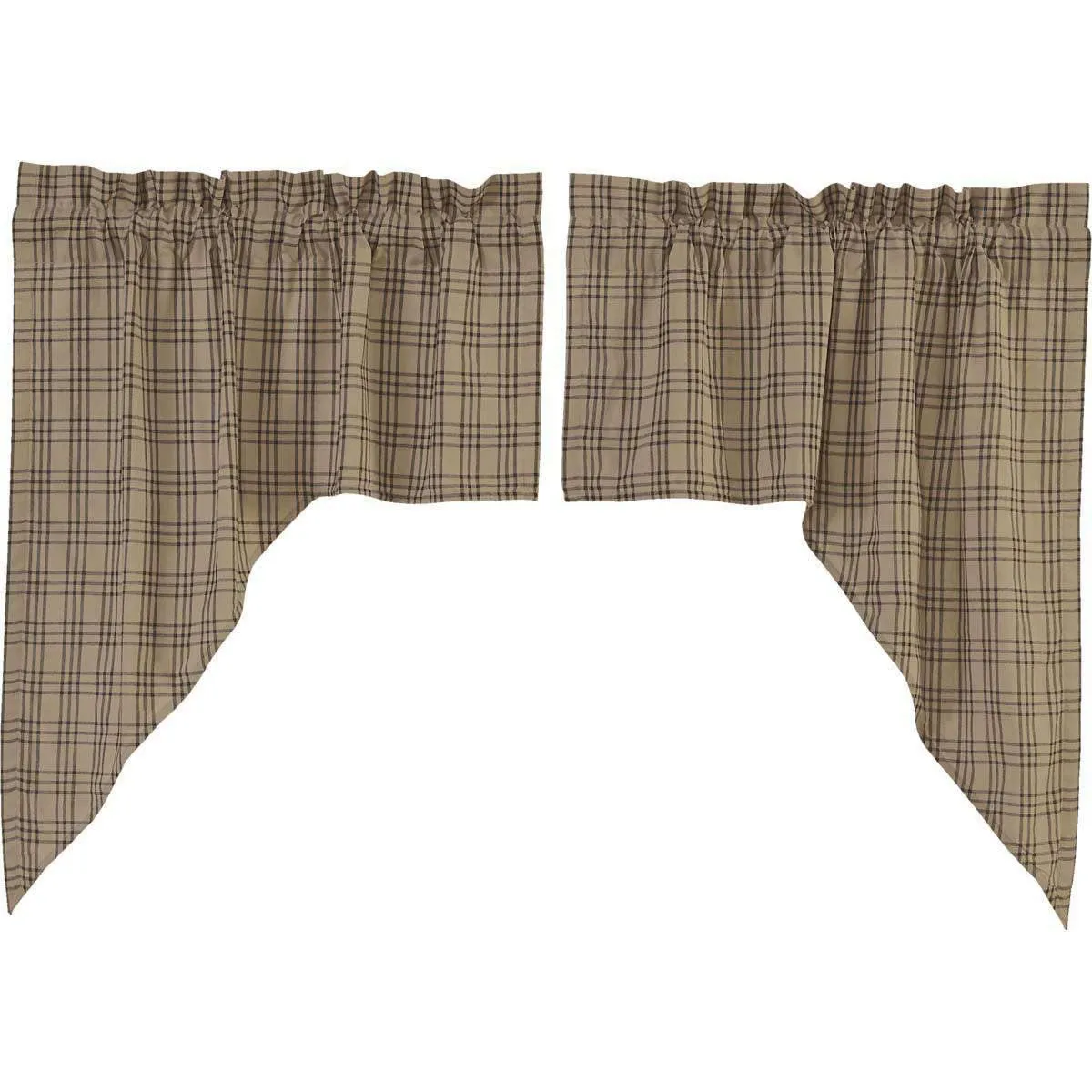 Sawyer Mill Charcoal Plaid Swag Curtain Set of 2 36x36x16