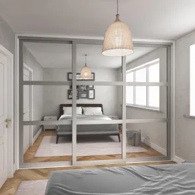 Shaker Light Grey Frame 3 Door Mirror Sliding Wardrobe Kit