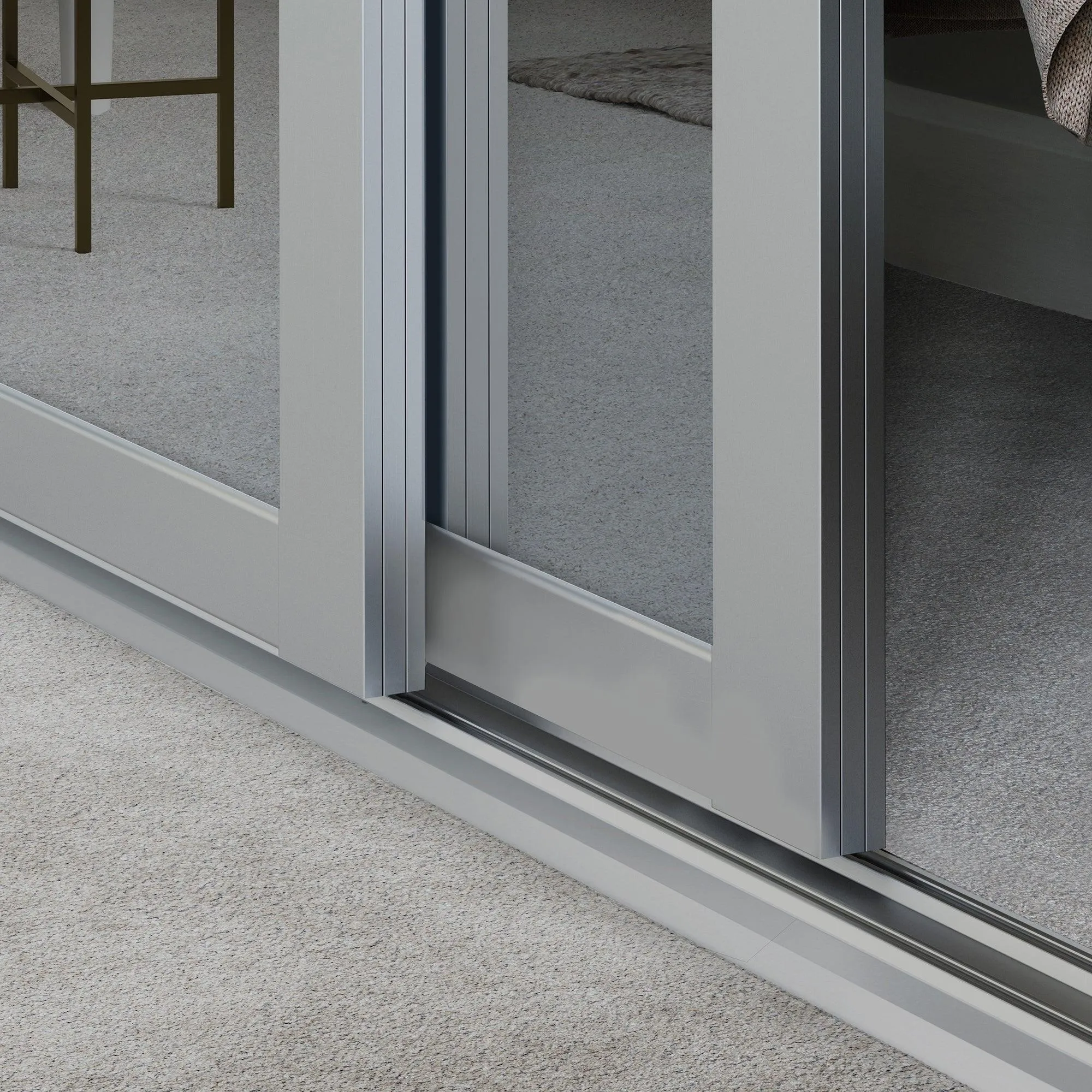 Shaker Light Grey Frame 3 Door Mirror Sliding Wardrobe Kit
