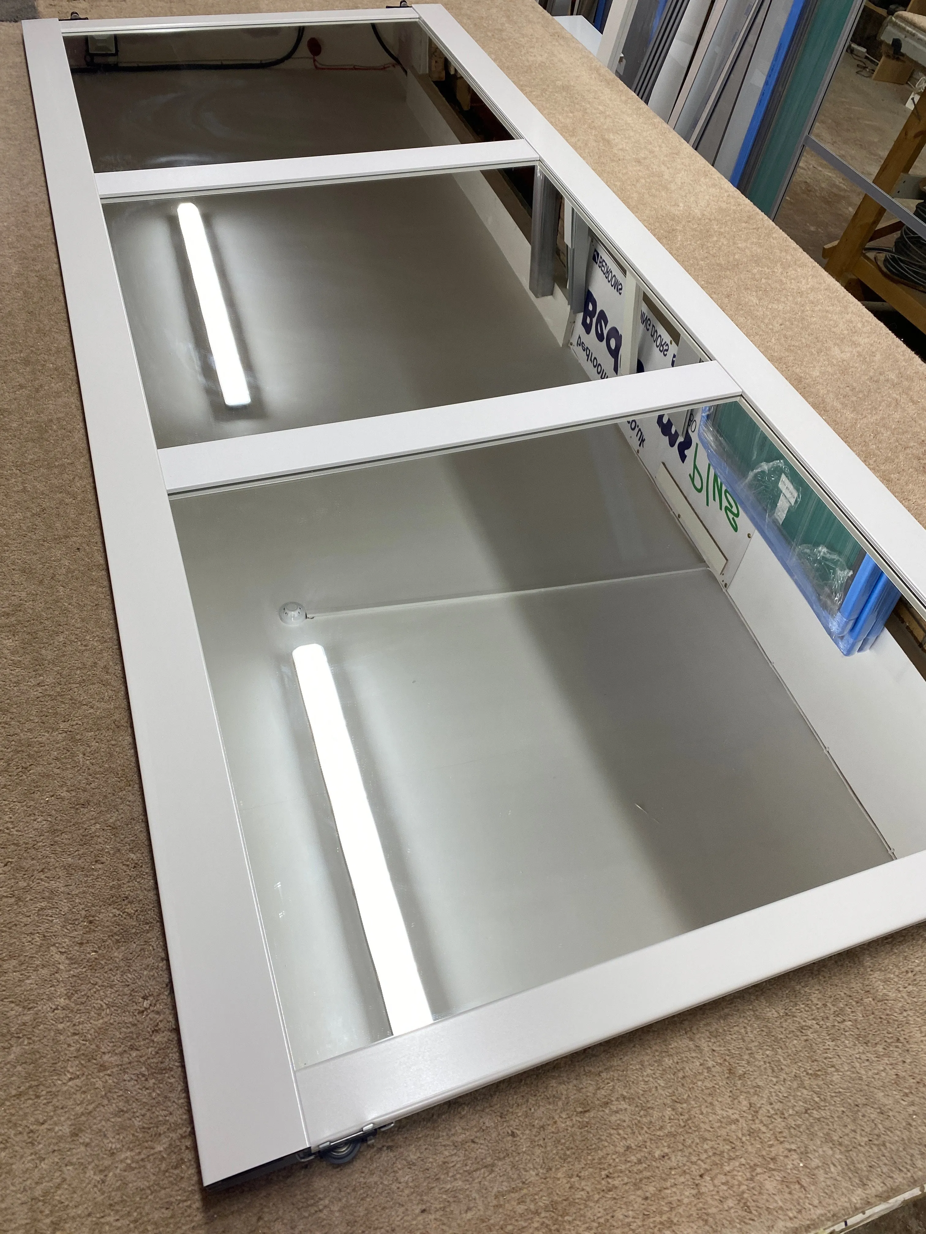 Shaker Light Grey Frame 4 Door Mirror Sliding Wardrobe Kit