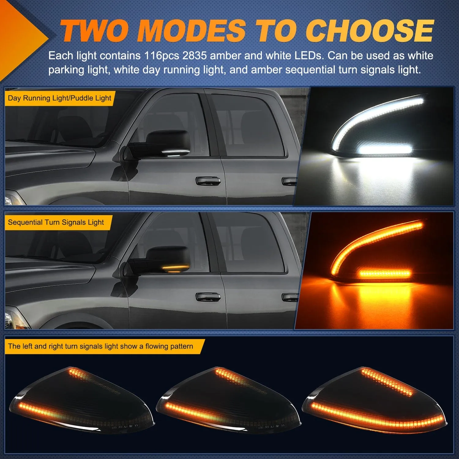 Side Mirror Marker Light for 2009-2022 Dodge Ram 1500 1500 Classic 2500 3500