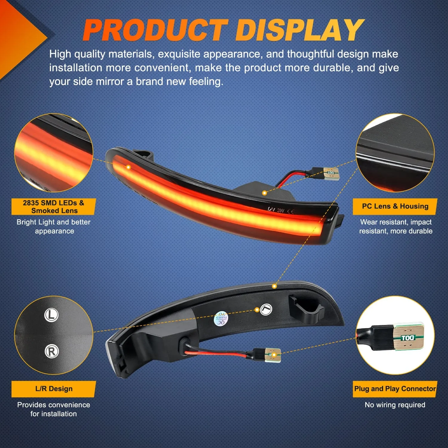 Side Mirror Marker Light For 2012-2018 Ford Focus ST RS 2013-2018 Ford Kuga Ecosport