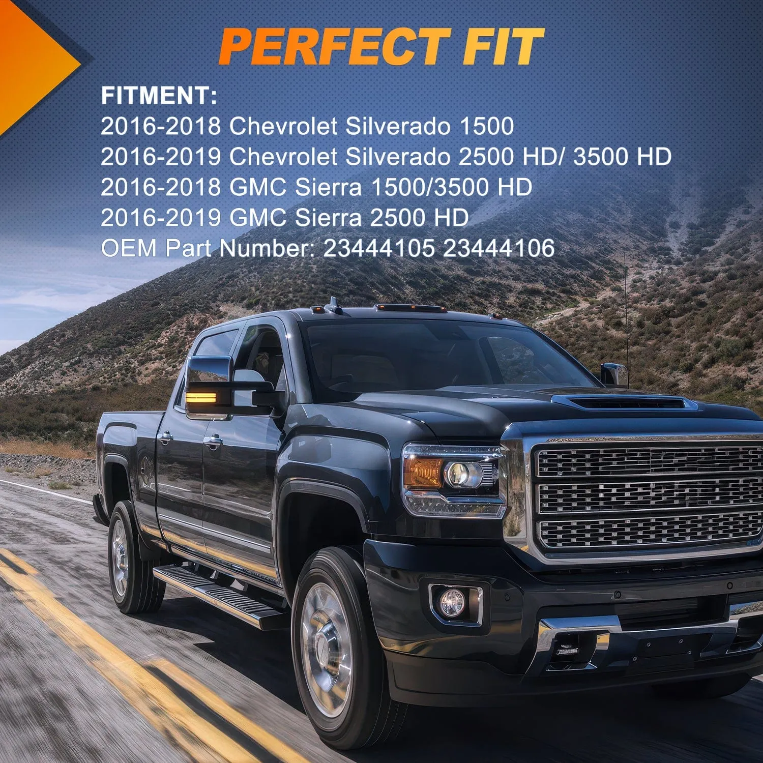 Side Mirror Marker Light For 2016-2019 Chevy Silverado GMC Sierra 1500 2500HD 3500HD