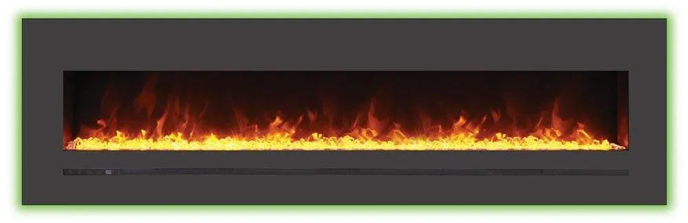 Sierra Flame Steel Front 72" Linear Wall Mount/Flush Mount Electric Fireplace WM-FML-72-7823-STL