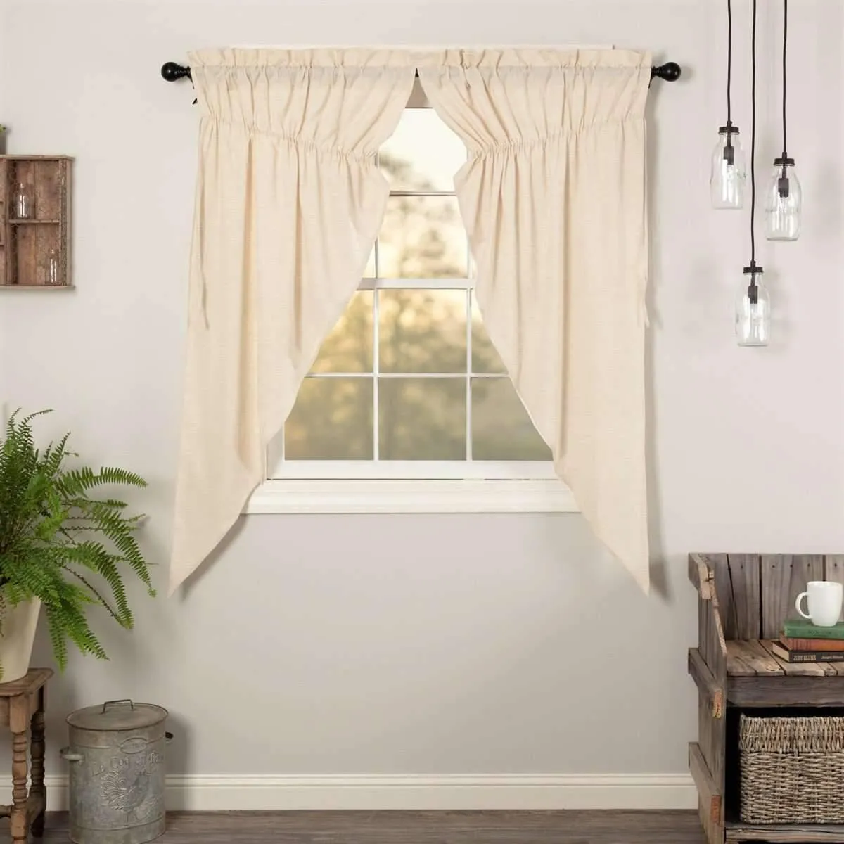 Simple Life Flax Natural Prairie Short Panel Curtain Set of 2 63x36x18