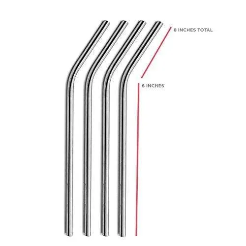 SipWell Stainless Steel Drinking Straws, Set of 4, Free Cleaning Brush Included