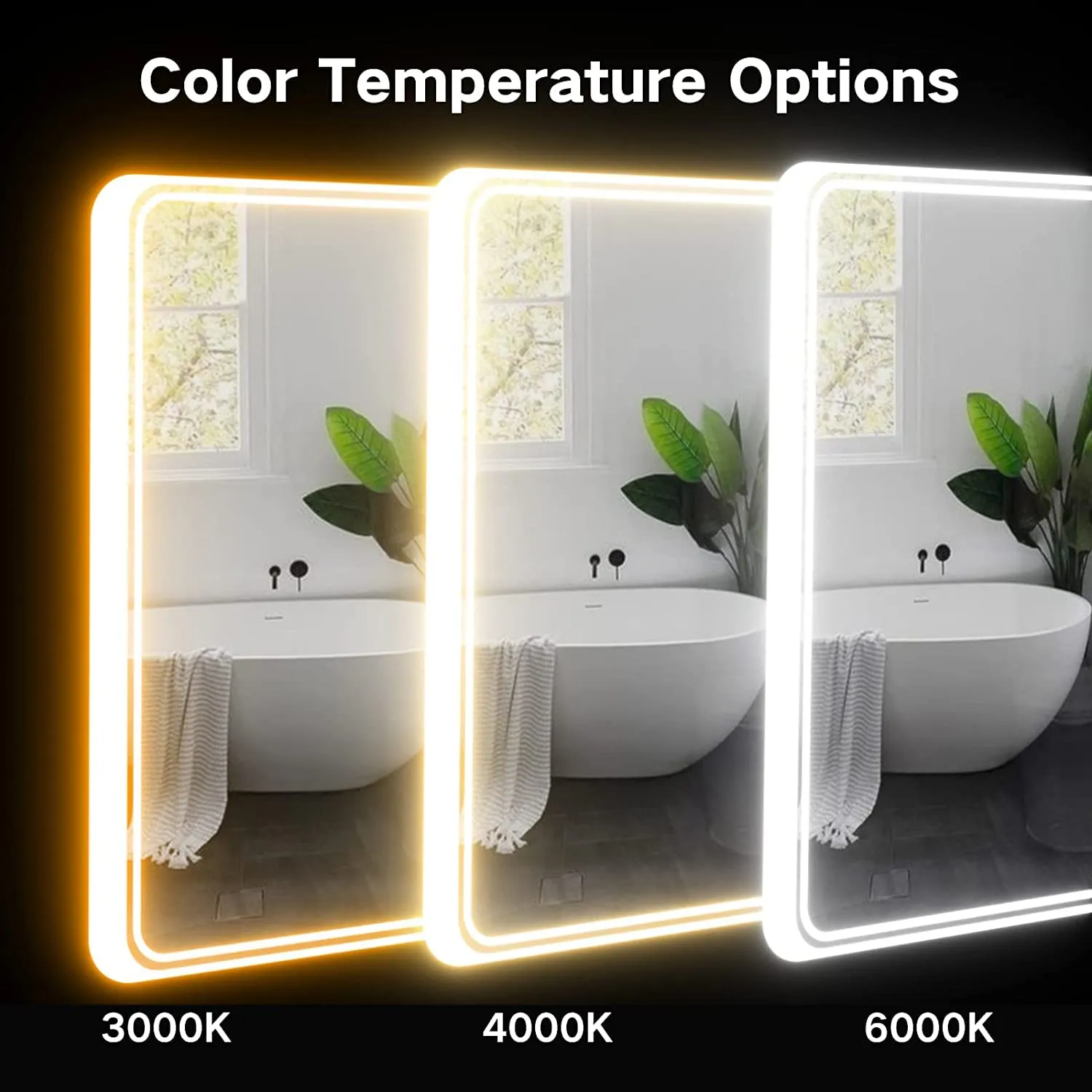 SmileSellers Led mirror | Backlit Bathroom Mirror with Imported Touch Sensor   Dimmer   White Light   Cool Day Light   Warm Light | 24X18 Inch(Framed, Rectangular)