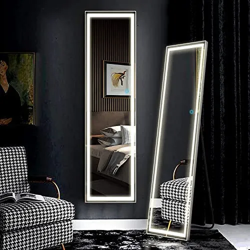 SmileSellers Led mirror Beautiful Modern Designed Front Facing Glass Mirror Lights Led Bathroom Mirror (18x48) (Warm Light)