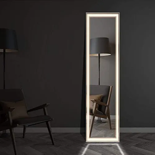 SmileSellers Led mirror Beautiful Modern Designed Front Facing Glass Mirror Lights Led Bathroom Mirror (18x48) (Warm Light)
