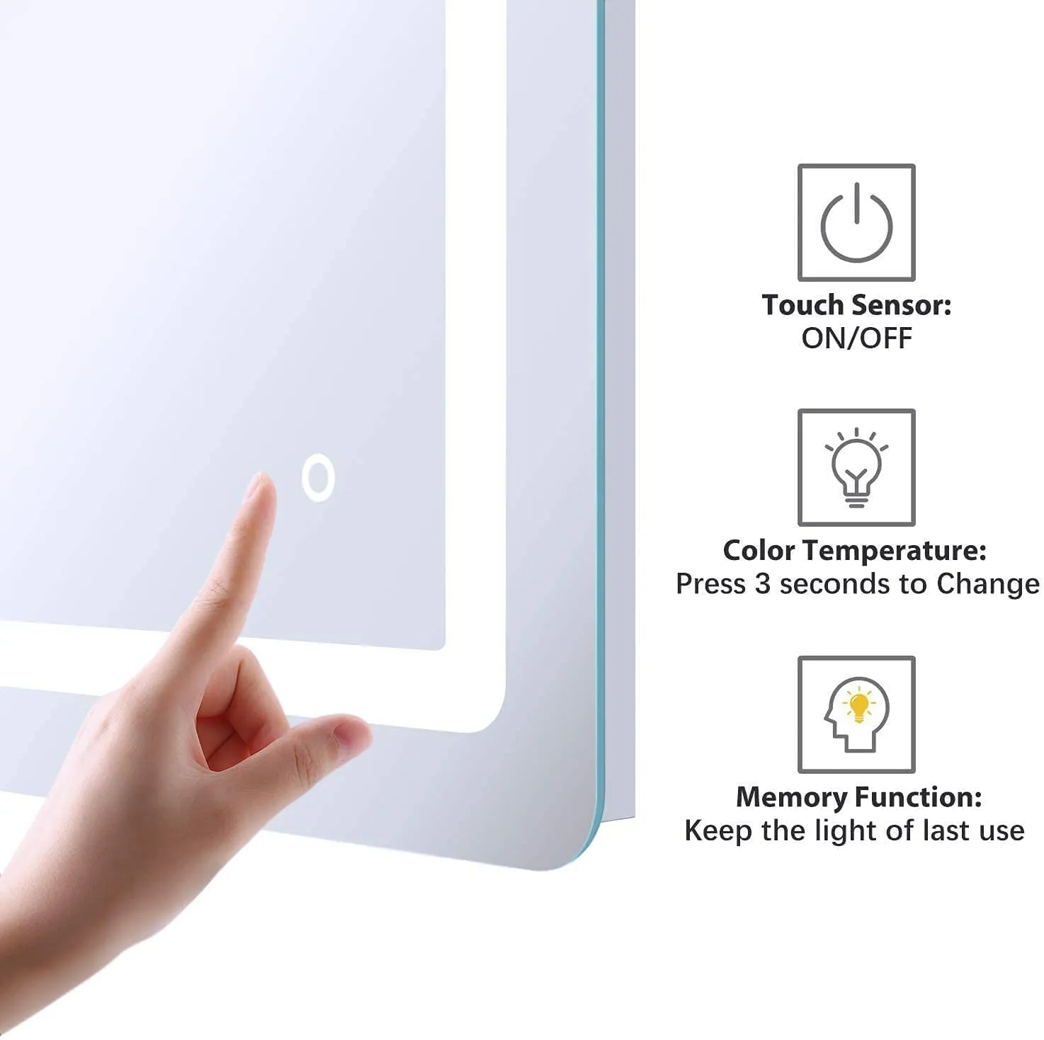 SmileSellers Led Mirror Front Light with Imported Touch Sensor   Dimmer   Single Click White   Cool Day Light   Warm Light for for Bathroom, Bedroom, Drawing Room, Washbasin(30x30 Inch)