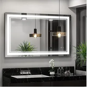 SmileSellers Led Mirror with Imported Touch Sensor Wall Mounted Makeup Large Front 3 Color Changing Light White   Warm   Cool Day Light  Dimmer   Defogger (30X24 Inch)(Framed, Rectangular)