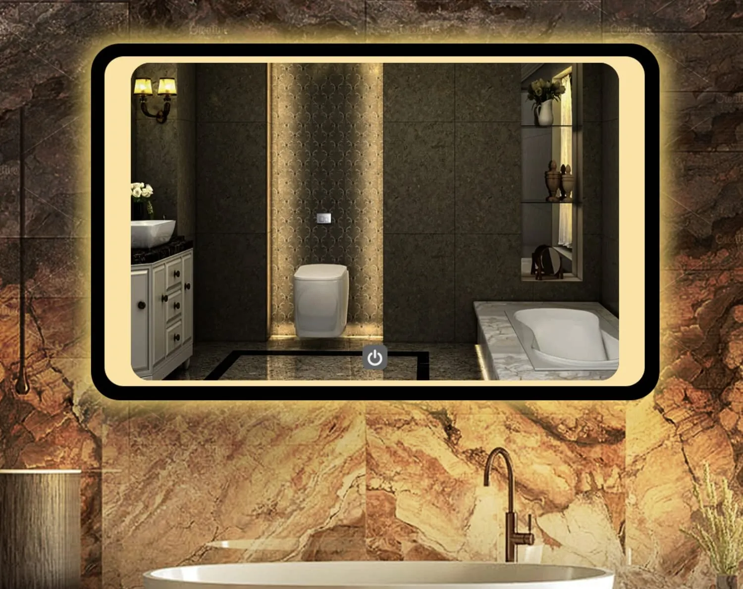 SmileSellers Led Mirror with Warm Light   White Light   Cool Day Light   Dimmer   Defogger Wall Mounted Backlit- 24x36 Inch, for Home | Office | Bedroom | Drawingroom | Bathroom