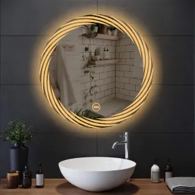 Spark Glass Round LED Sensor Mirror. (LedColour: White, Warm White, & Mix Light) - (Size:21x21 Inch)