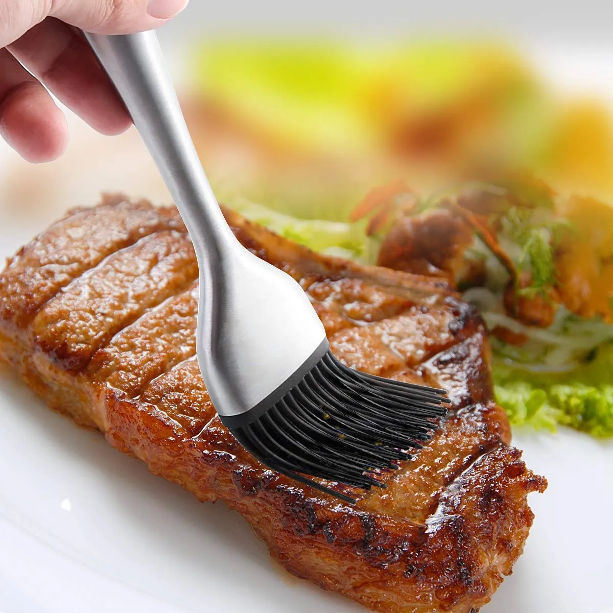 Spatlus BBQ Basting Brush Grilling | Pastry | Barbecue | Marinating | Desserts Baking Food Grade BPA Free Heatproof Silicone Oil Brushes FDA Approved (9 INCH PACK 1)