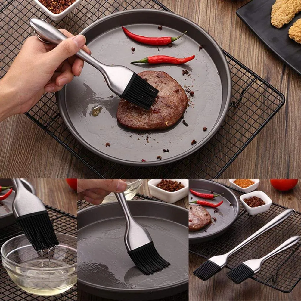 Spatlus BBQ Basting Brush Grilling | Pastry | Barbecue | Marinating | Desserts Baking Food Grade BPA Free Heatproof Silicone Oil Brushes FDA Approved (9 INCH PACK 1)