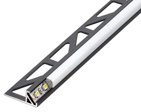 SQUARELINE LED Basic Edging Profile 7/16 in - Matte Black - Aluminum - Tile Edge Trim - by Dural