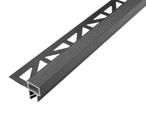 SQUARESTEP -LED – Stair nosing profile - 7/16 in. H x 11/16 in. W - matte black Anodized -Anti-slip step profile