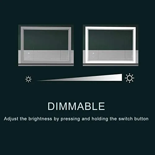 TANGYOAK Led Mirror with Imported Touch Sensor Large Front Light Mirror (18 x 24 inch) (WhiteLight WarmLight Cool Day Light) (Rectangular, Framed, Wall Mounting).