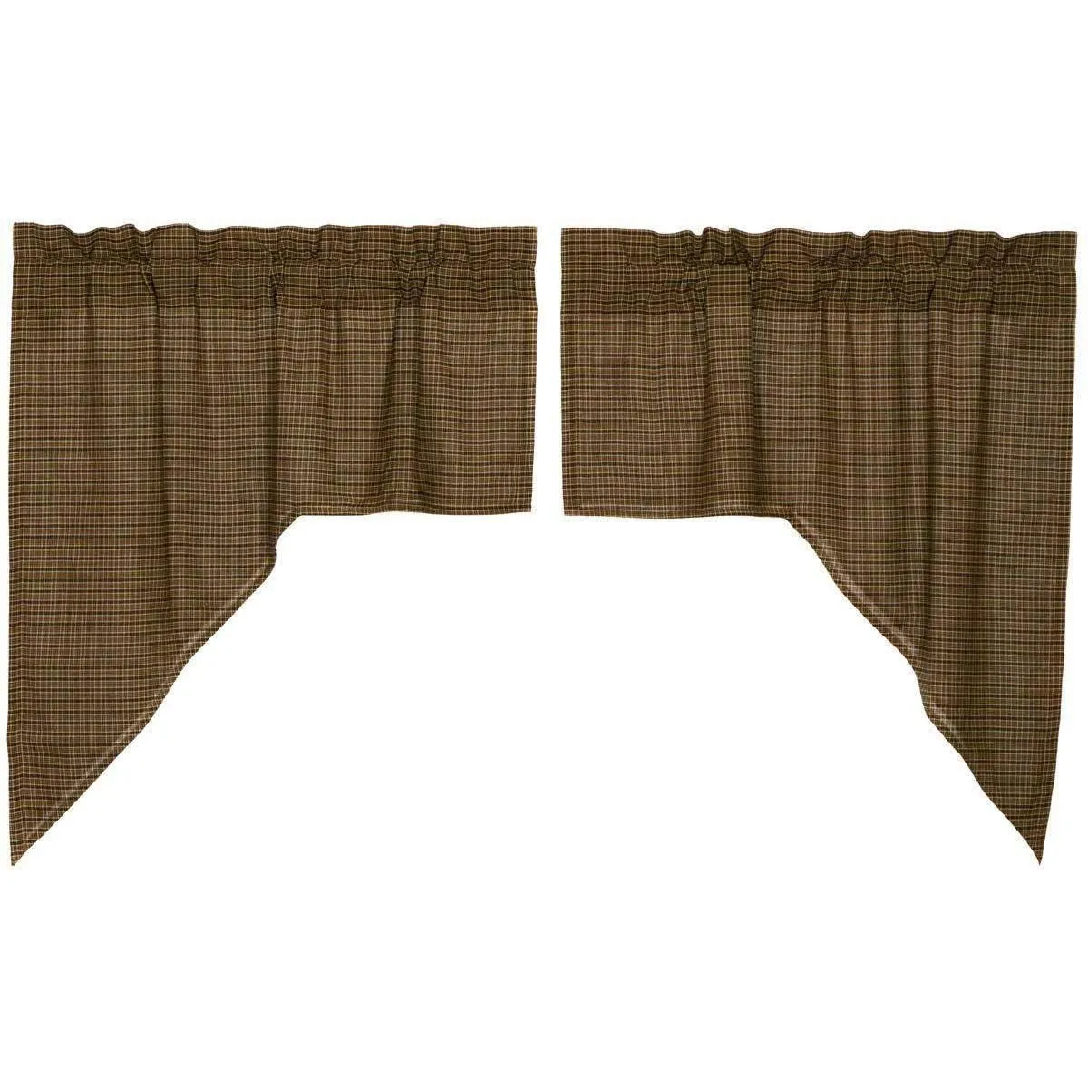 Tea Cabin Green Plaid Swag Curtain Set of 2 36x36x16