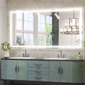 TETOTE 48 x 24 Bathroom LED Mirror Bedroom LED Mirror Bathroom Mirror with Lights Home Decor Vanity Makeup Mirror Dimmable Anti-Fog Wall Mounted