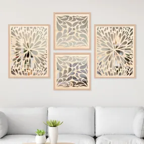 The WoWart Modern Wood Wall Mirror Decor Panels - Jharokha Frames for Wall Decor/Framed Wall Mirror hanging Wooden Art for Living Room, Bedroom, Office Decor (13x19 inches / 13x13 inches, WDJ-BB-1.8)