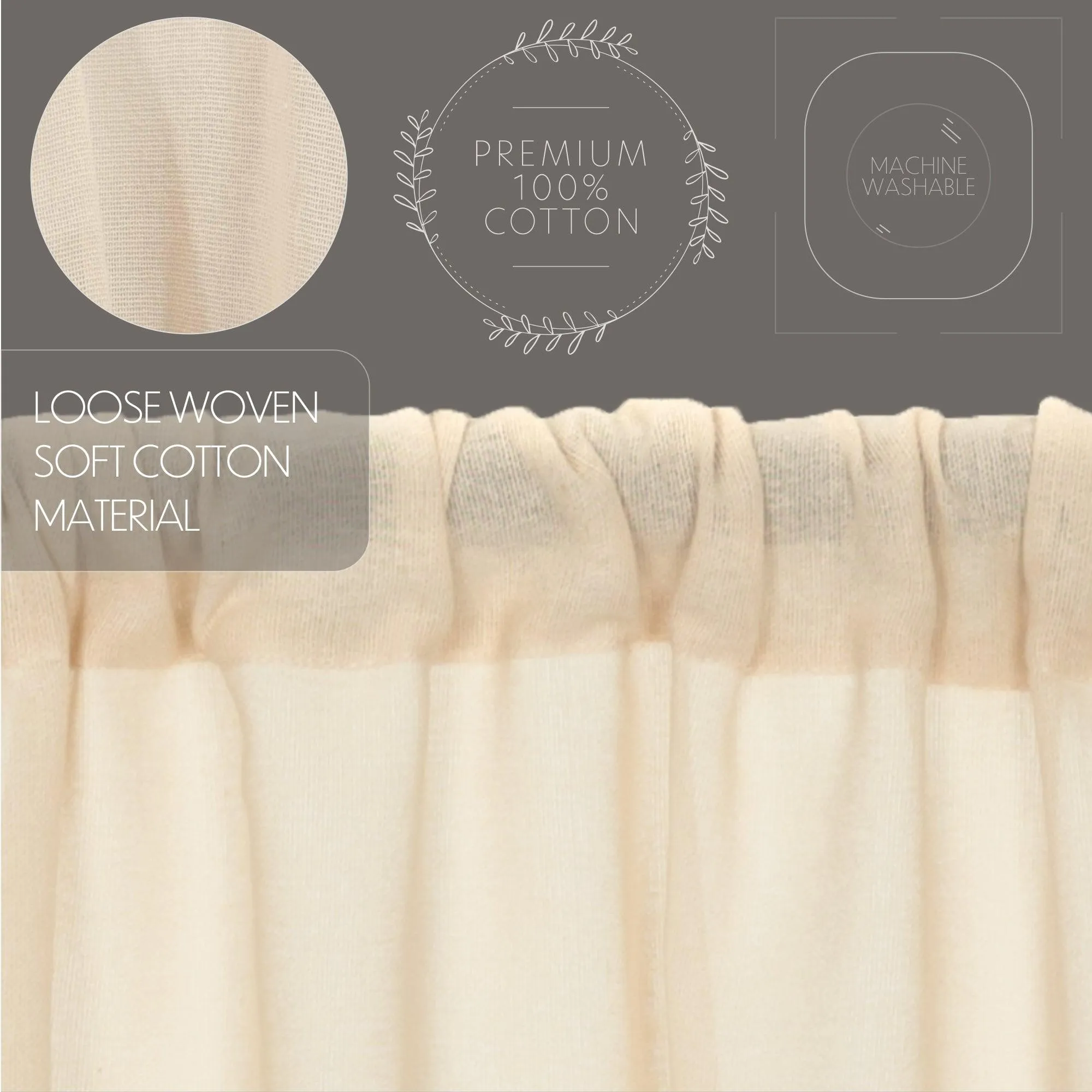 Tobacco Cloth Natural Swag Fringed Set of 2 36x36x16