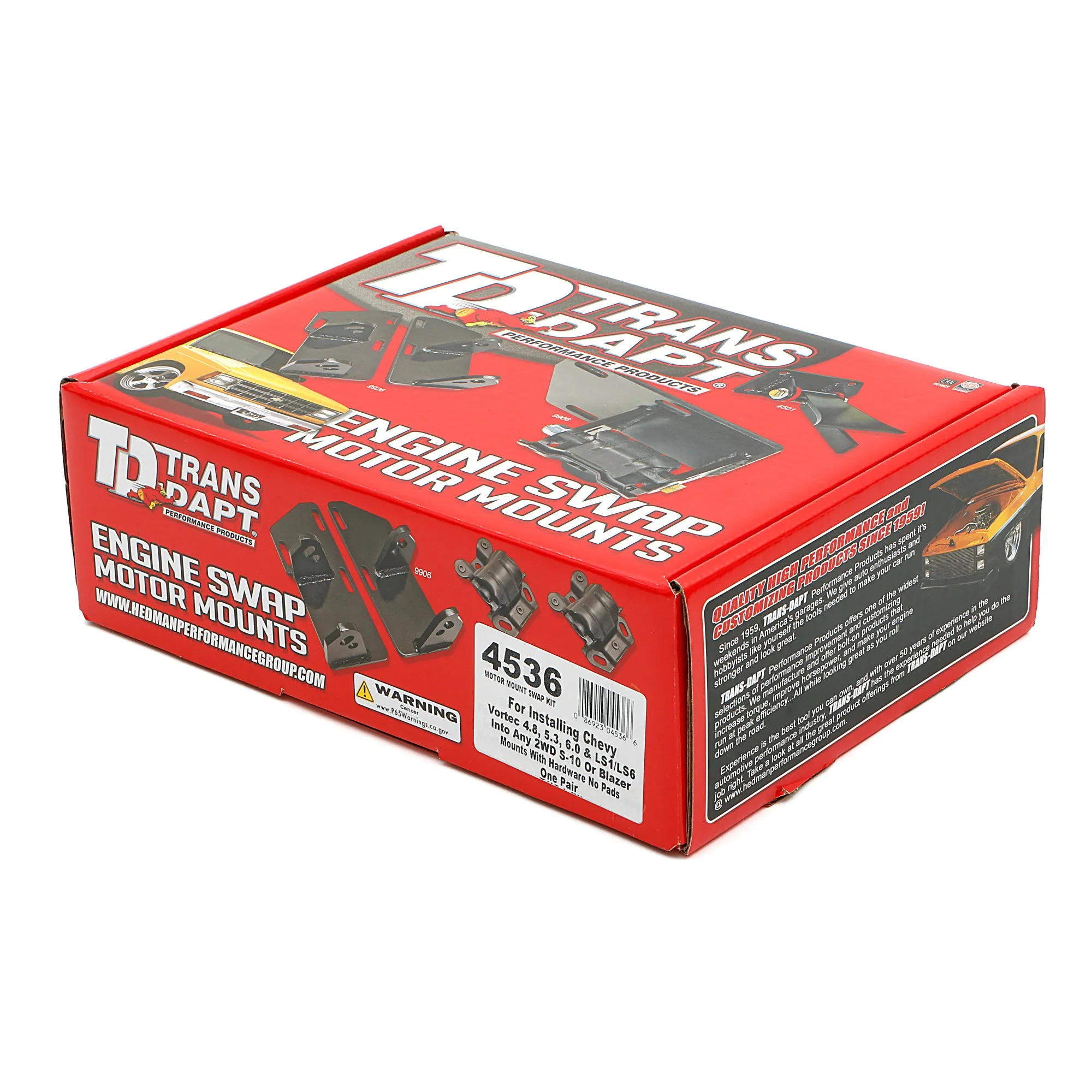 Trans-Dapt Motor Mount - Bolt-On - 2WD - GM Compact Truck 4.3 L to GM LS-Series 4536 - Pair