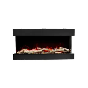 Tru-View Slim Series 72" Wide x 10-5/8" Deep Three-Sided Glass Electric Fireplace