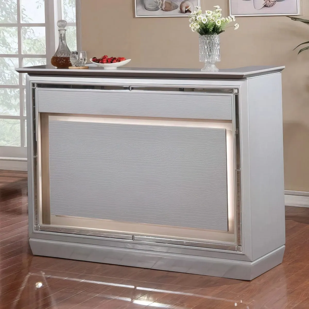 Turcios Contemporary Multi-Storage Wine Cabinet Bar Table