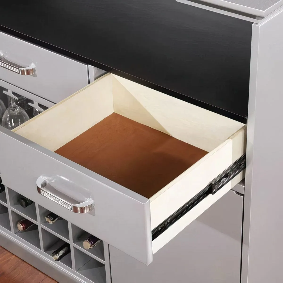 Turcios Contemporary Multi-Storage Wine Cabinet Bar Table