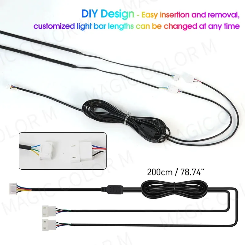 Universal 55" RGB LED Car Ambient Lights with USB APP Remote Control