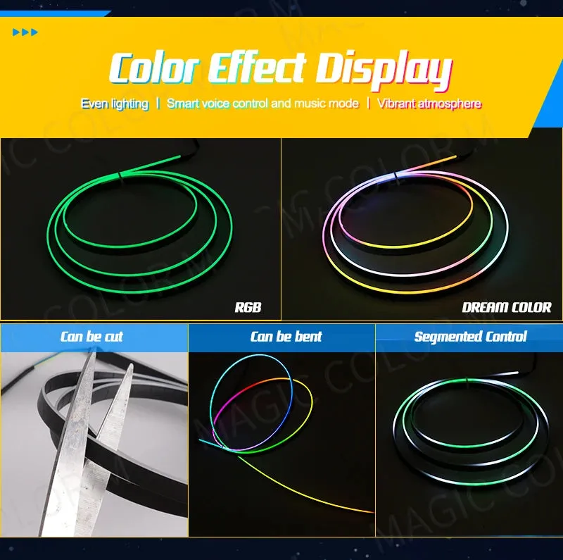 Universal 55" RGB LED Car Ambient Lights with USB APP Remote Control