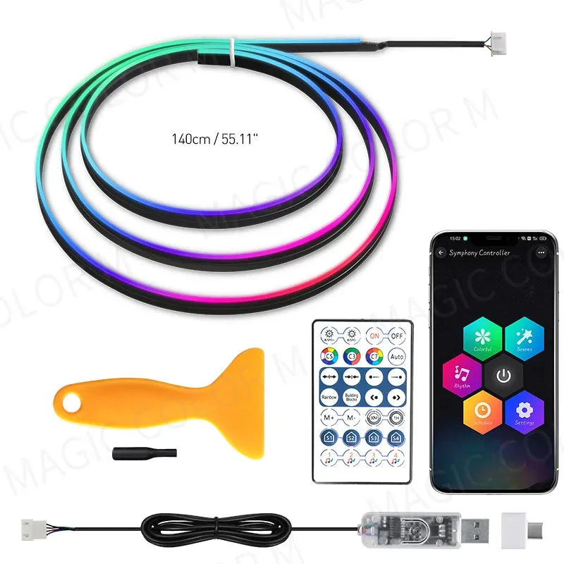 Universal 55" RGB LED Car Ambient Lights with USB APP Remote Control