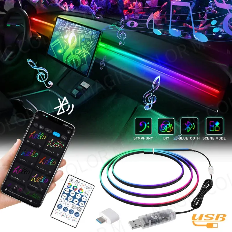 Universal 55" RGB LED Car Ambient Lights with USB APP Remote Control