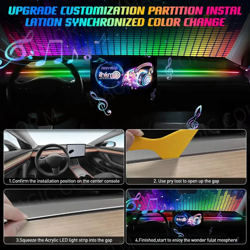 Universal 55" RGB LED Car Ambient Lights with USB APP Remote Control