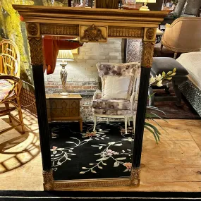 Uttermost Neo Classical Style Mirror, Beveled Edge Glass, Golden and Black Frame