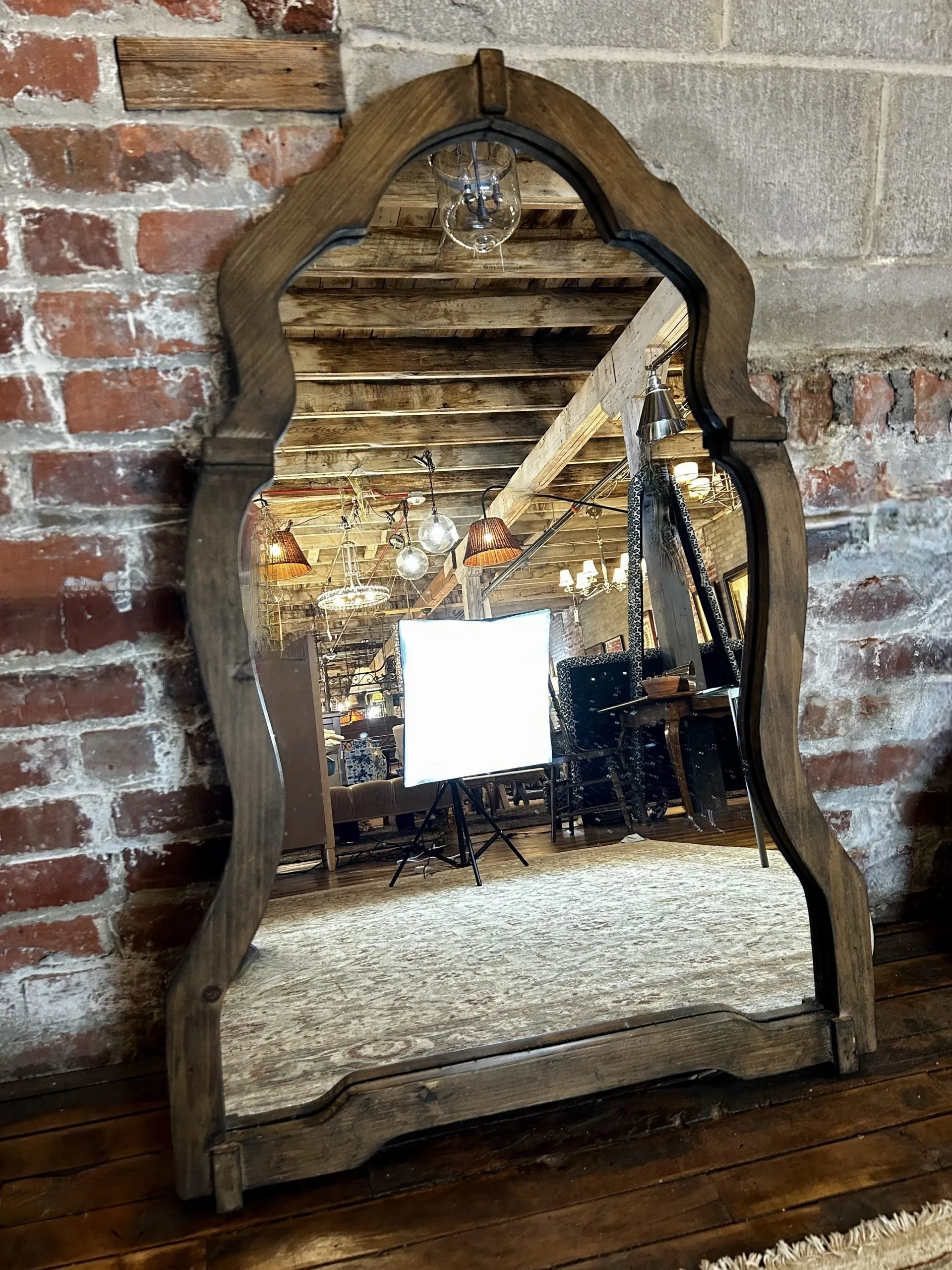 Uttermost Wall Mirror, Arched, Wood Frame, Rustic