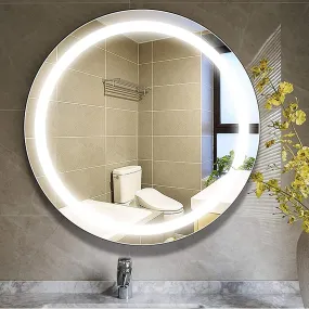 VENETIAN IMAGE 30 Inch (76 cm) Round Wall Mirror | LED Dimmable Vanity Mirror, 3000K Warm White Light, CRI 80  | Perfect for Bathrooms | PVC Frame