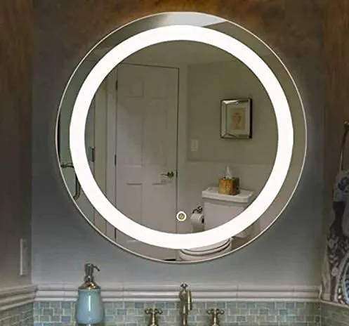 VENETIAN IMAGE 30 Inch (76 cm) Round Wall Mirror | LED Dimmable Vanity Mirror, 3000K Warm White Light, CRI 80  | Perfect for Bathrooms | PVC Frame