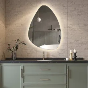 VENETIAN IMAGE Asymmetrical Style Wall Mounted Mirror, with Backlit Design, Illuminated Vanity Mirror,Three Colors with Dimmable and Antifog (50x65 CM)