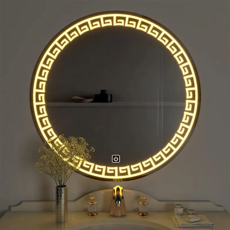 VENETIAN IMAGE Backlit Designer LED Bathroom Mirror Dimmable Wall Mounted Makeup Vanity Mirror Warm White 3000k Led Light Home Decor | Wash Basin Mirror for Wall (60 Cm Round, Framed)