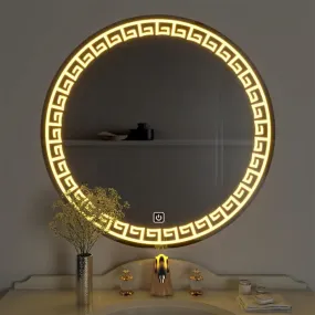 VENETIAN IMAGE Backlit Designer LED Bathroom Mirror Dimmable Wall Mounted Makeup Vanity Mirror Warm White 3000k Led Light Home Decor | Wash Basin Mirror for Wall (60 Cm Round, Framed)