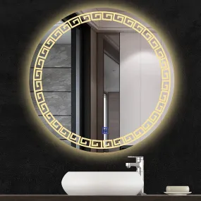 VENETIAN IMAGE Designer Backlit LED Bathroom Mirror Dimmable Wall Mounted Makeup Vanity with Antifog & 3 Mode Color Led 3k/4k/6k Home Decor | Wash Basin Mirror for Wall (60 CM Round)