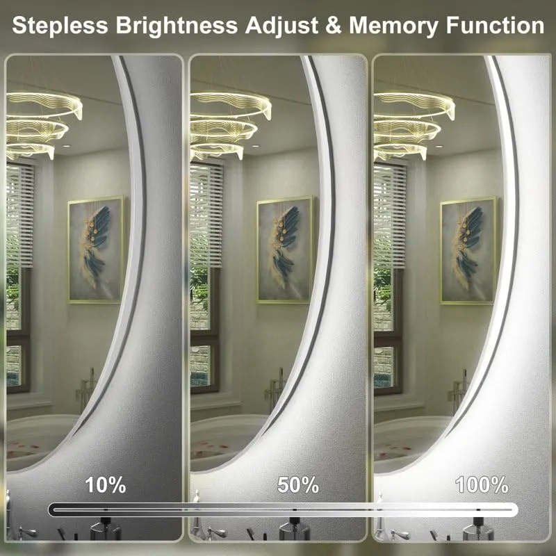 VENETIAN IMAGE Oval Shape Back Light Mirror for Bathroom,Vanity Purpose with Three Colors, Defogger and Dimmable Function. (20x28 inches)