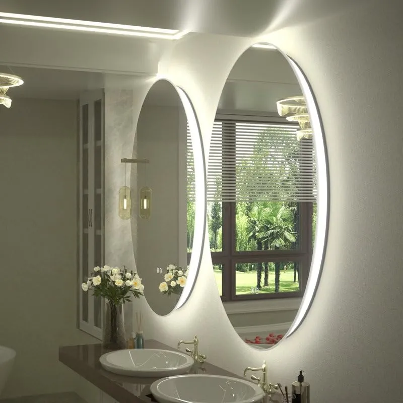 VENETIAN IMAGE Oval Shape Back Light Mirror for Bathroom,Vanity Purpose with Three Colors, Defogger and Dimmable Function. (20x28 inches)