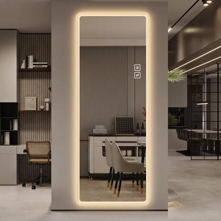 VENETIAN IMAGE Rectangle LED Wall Mirror for Bathroom Vanity Makeup Mirror with 3 Color Mode led |65x22 Inches|
